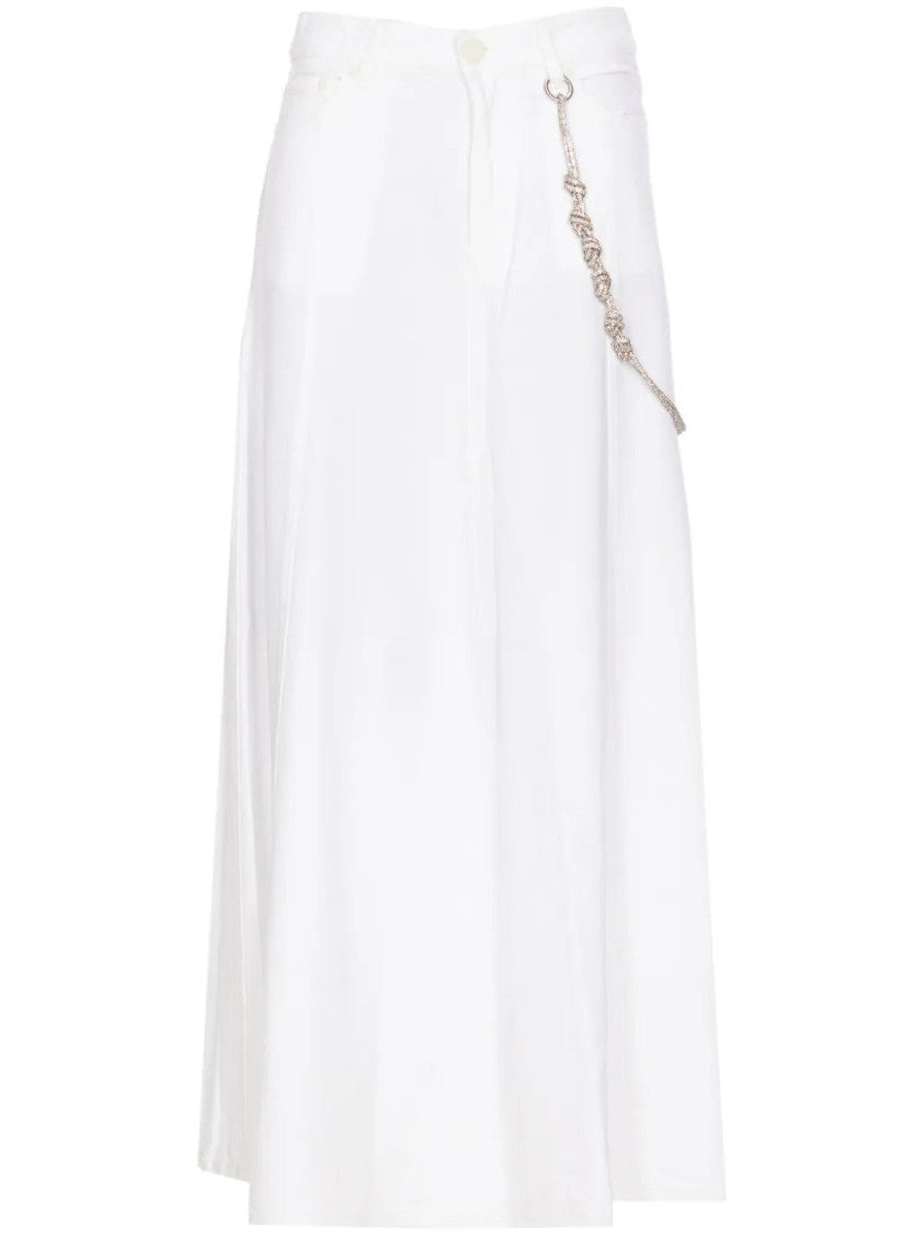 Pinko Flowing White Skirt With Chain Detail