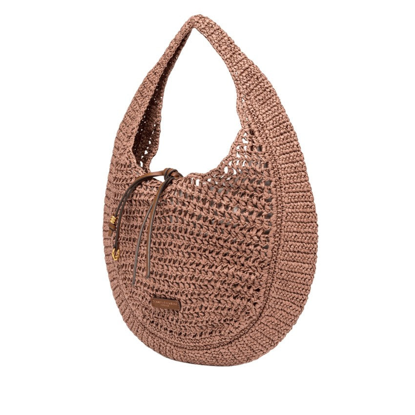 Gianni Chiarini Crochet Straw Hobo Bag