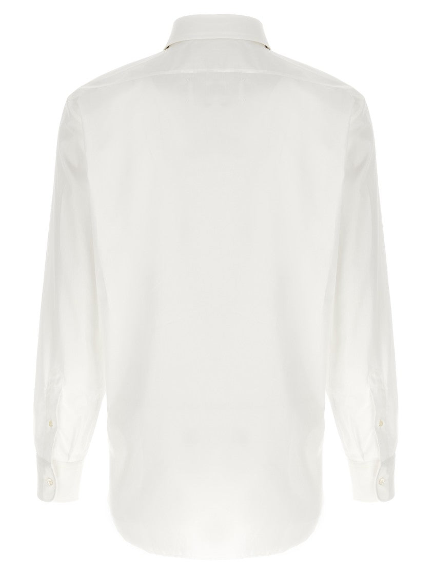 Maison Margiela White Cotton Poplin Shirt With Chest Pocket And Raw Hem