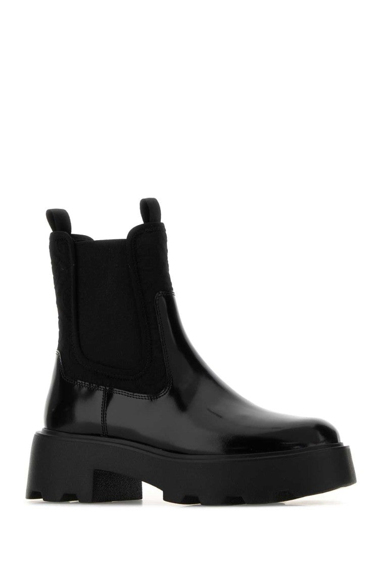 Tory Burch Sole Black Leather And Fabric Chelsea Ankle Boots