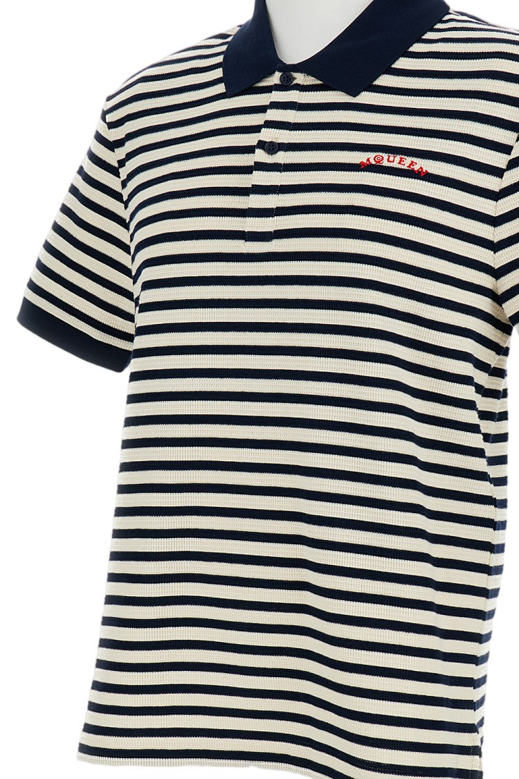 Alexander Mcqueen Breton-Stripe Polo Shirt With Contrasting Details