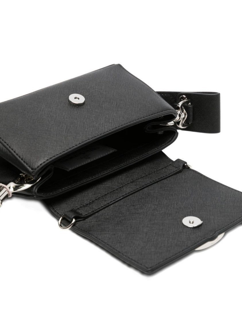 Vivienne Westwood Structured Handbag With Flap Closure And Silver-Tone Emblem