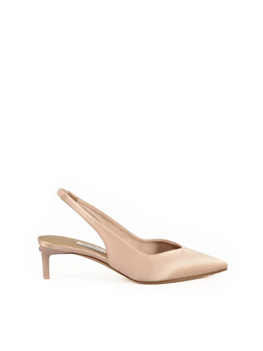 Max Mara Pink Satin Pointed-Toe Slingback Sandals