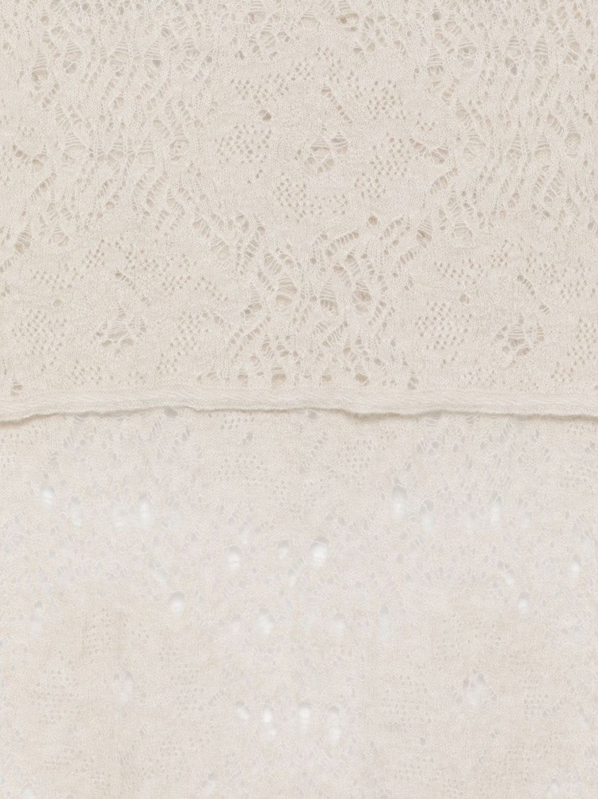 Dexterior Lace-Knit White Alpaca Blend Scarf