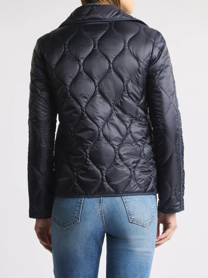 Fay Quilted Black Wave Stitched Toggle Jacket
