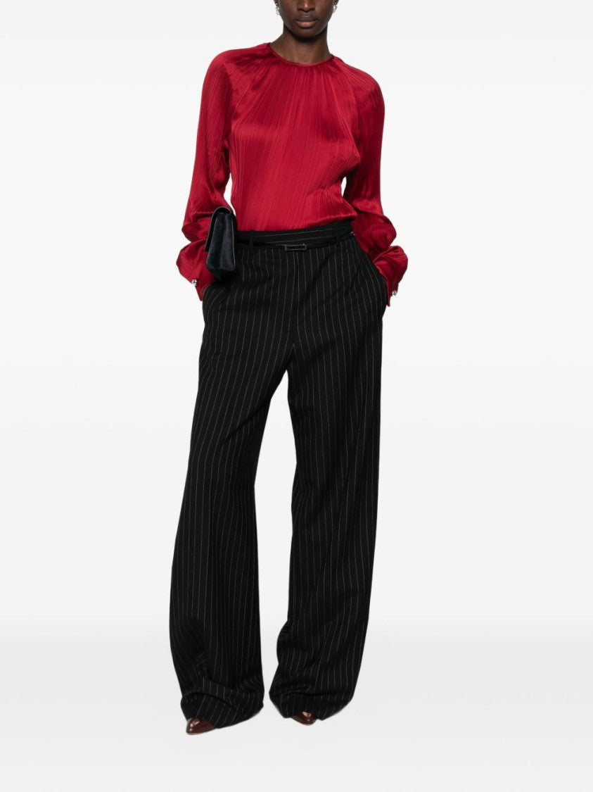 Lanvin Silk And Nylon Long-Sleeved Top With Ribbed Texture