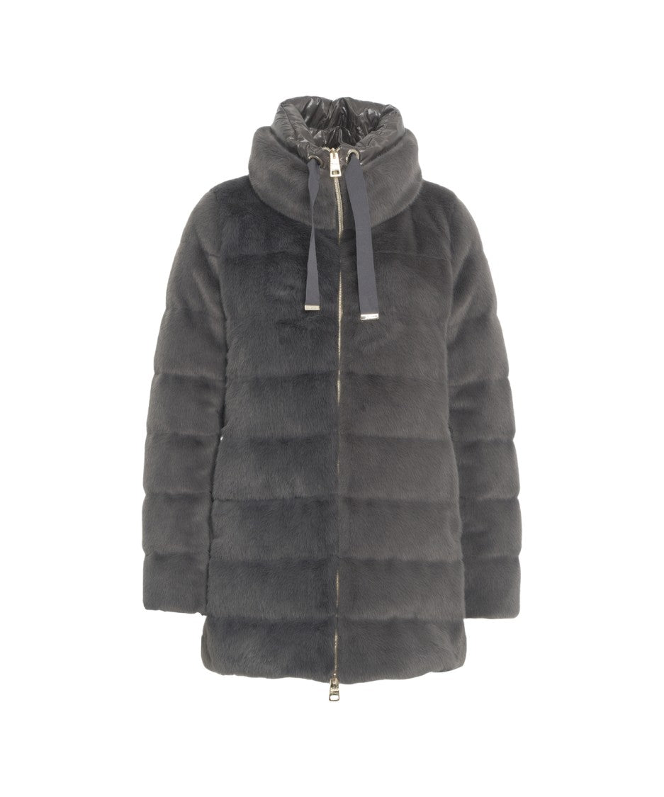 Herno Quilted Faux Fur Puffer Jacket