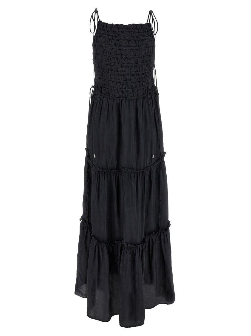 Ganni Black Smock Tie' Dress