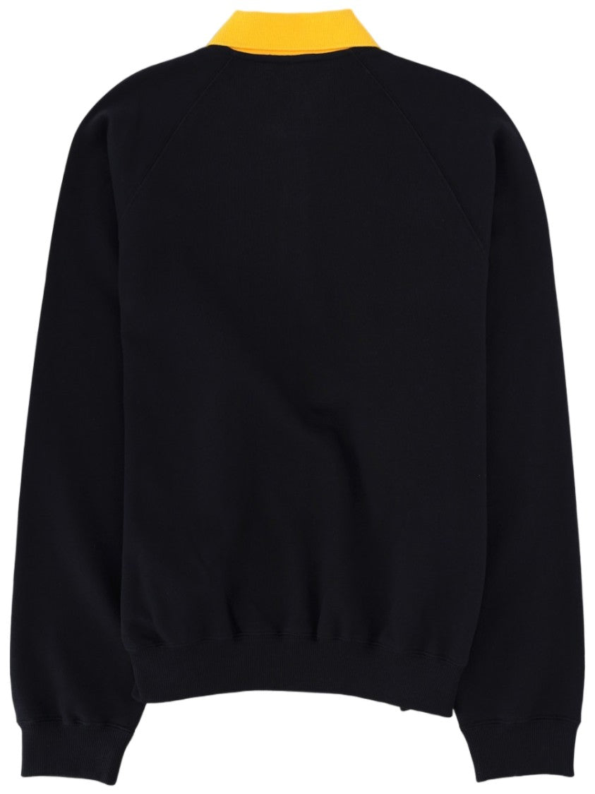 Versace Two-Tone Polo Design Ribbed Sweatshirt