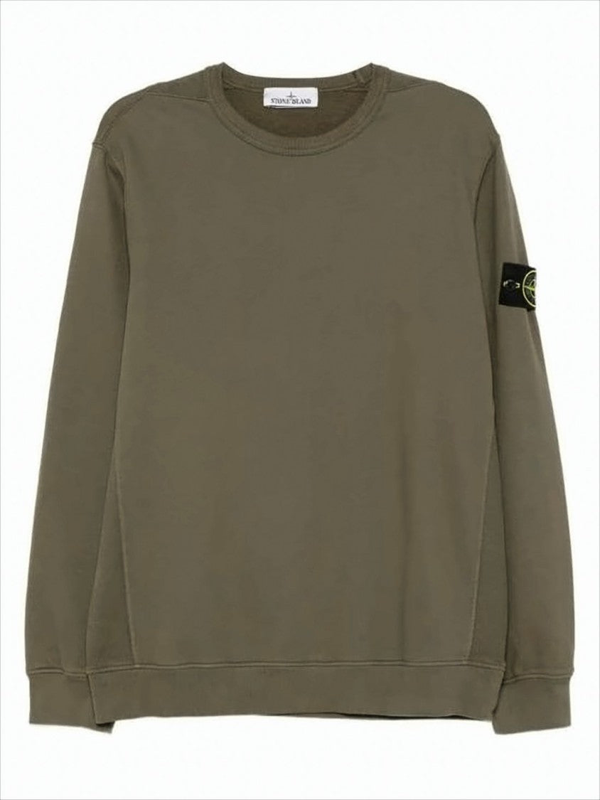 Stone Island Minimalist Olive Green Long-Sleeve Crewneck Sweatshirt