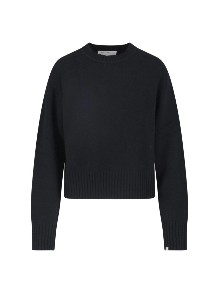 Extreme Cashmere Black Please Crewneck Cropped Cashmere Sweater