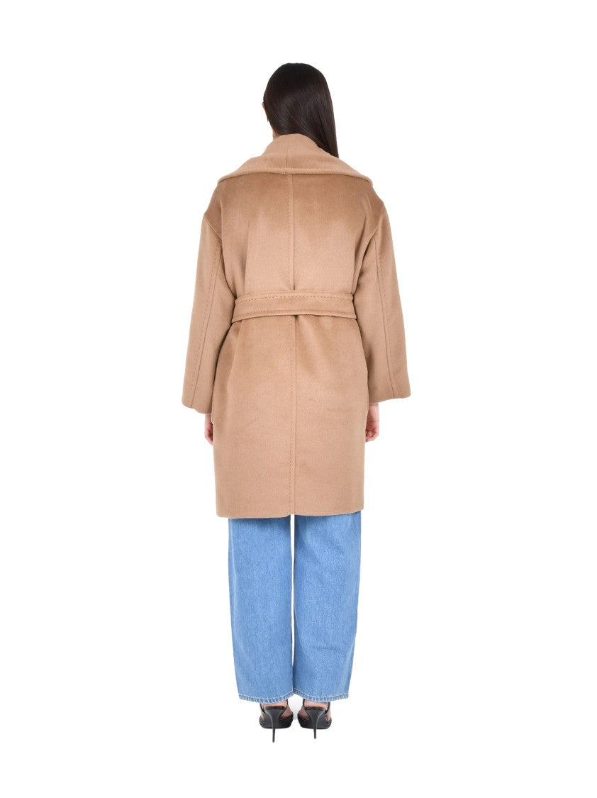Max Mara Oversized Midi Wrap Coat With Shawl Collar