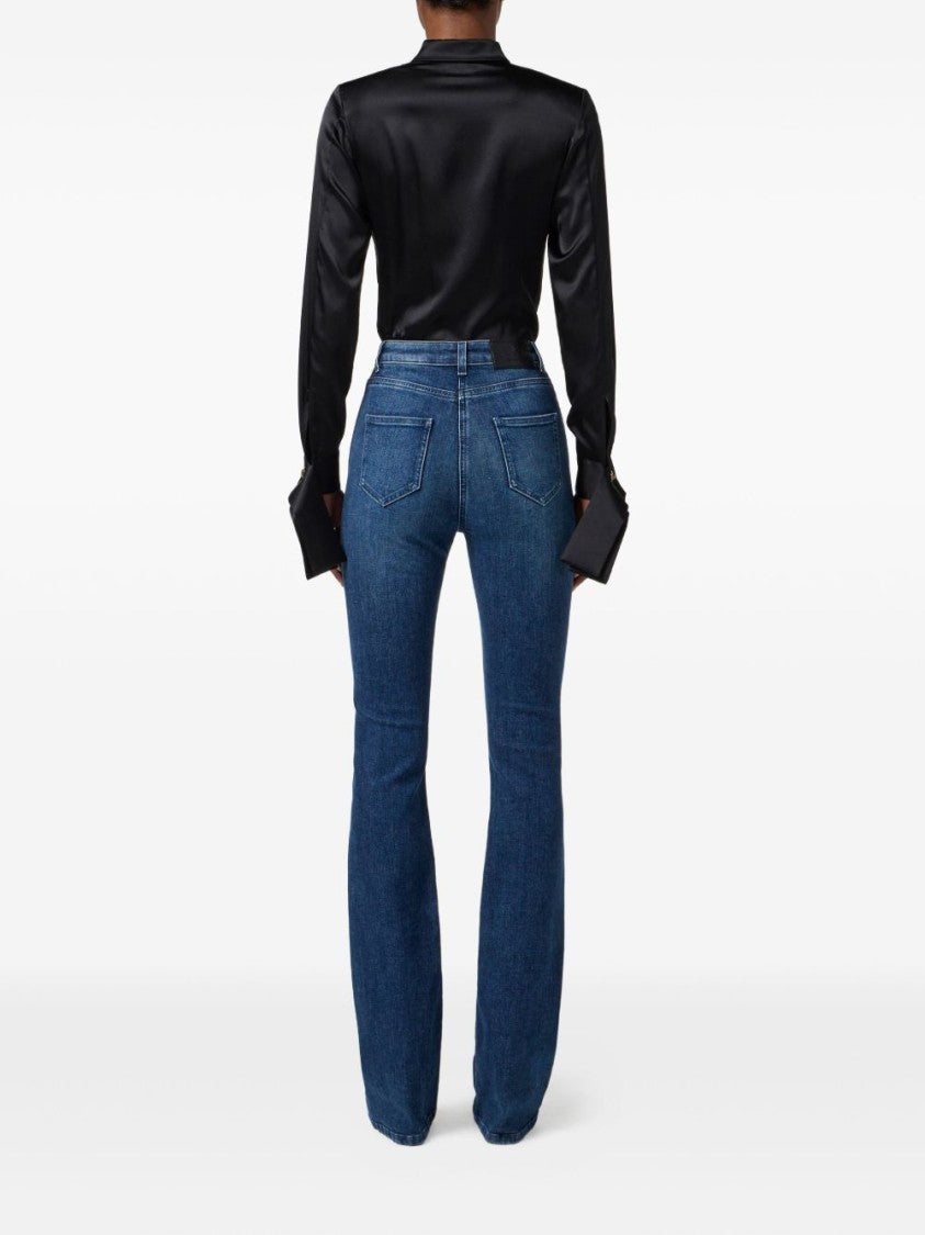 Elisabetta Franchi Deep V-Neck Silk Blend Bodysuit