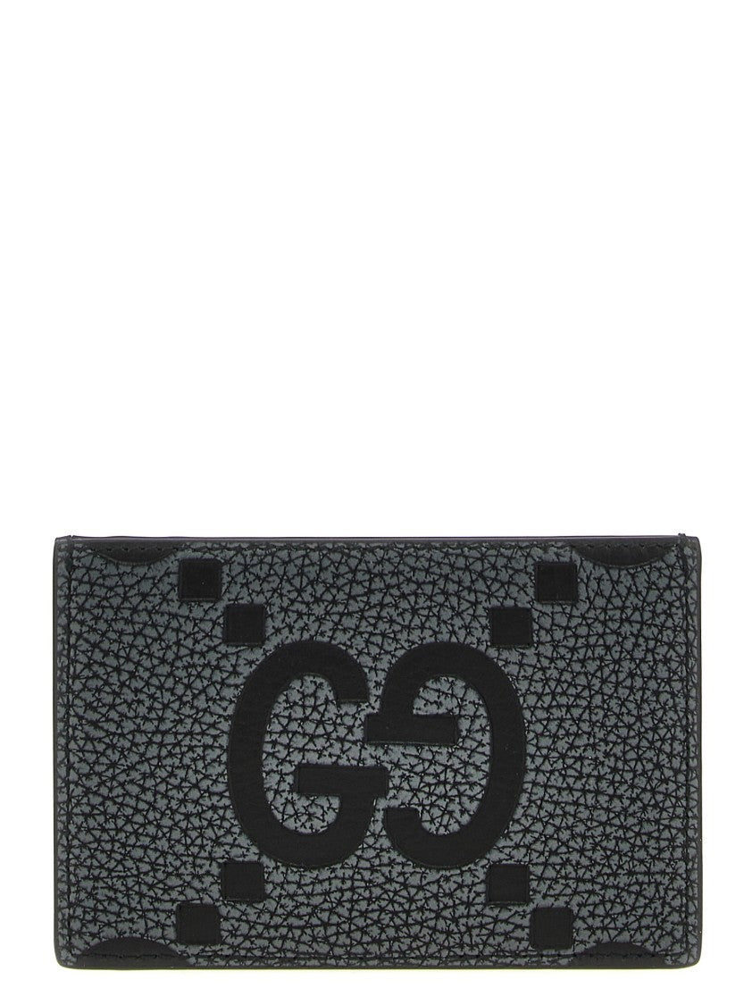 Gucci Hammered Leather Maxi Cardholder With Embossed Double-G Logo