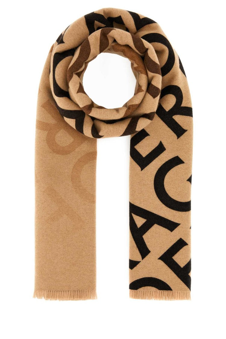 Salvatore Ferragamo Embroidered Wool Blend Reversible Scarf