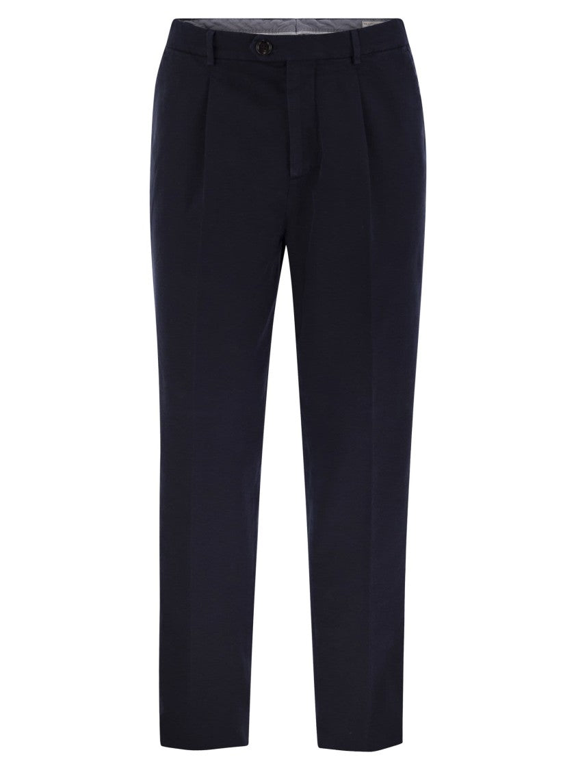 Brunello Cucinelli Leisure Fit Trousers In Garment-Dyed Cotton Velvet