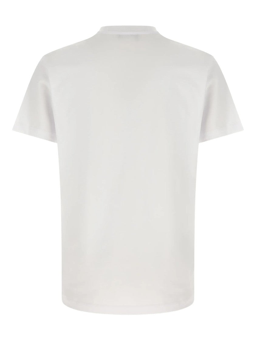 Versace White Minimalist Embroidered Logo Cotton T-Shirt
