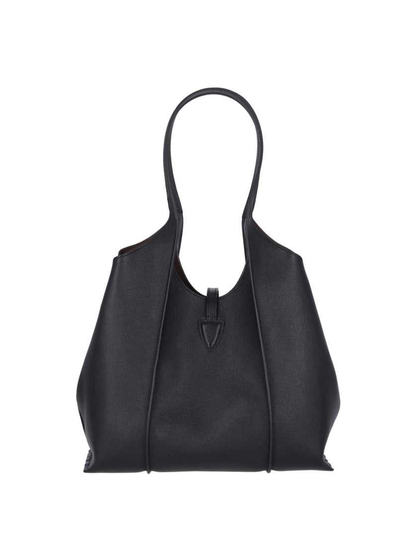 Tod's Black T Timeless Hammered Leather Tote Bag