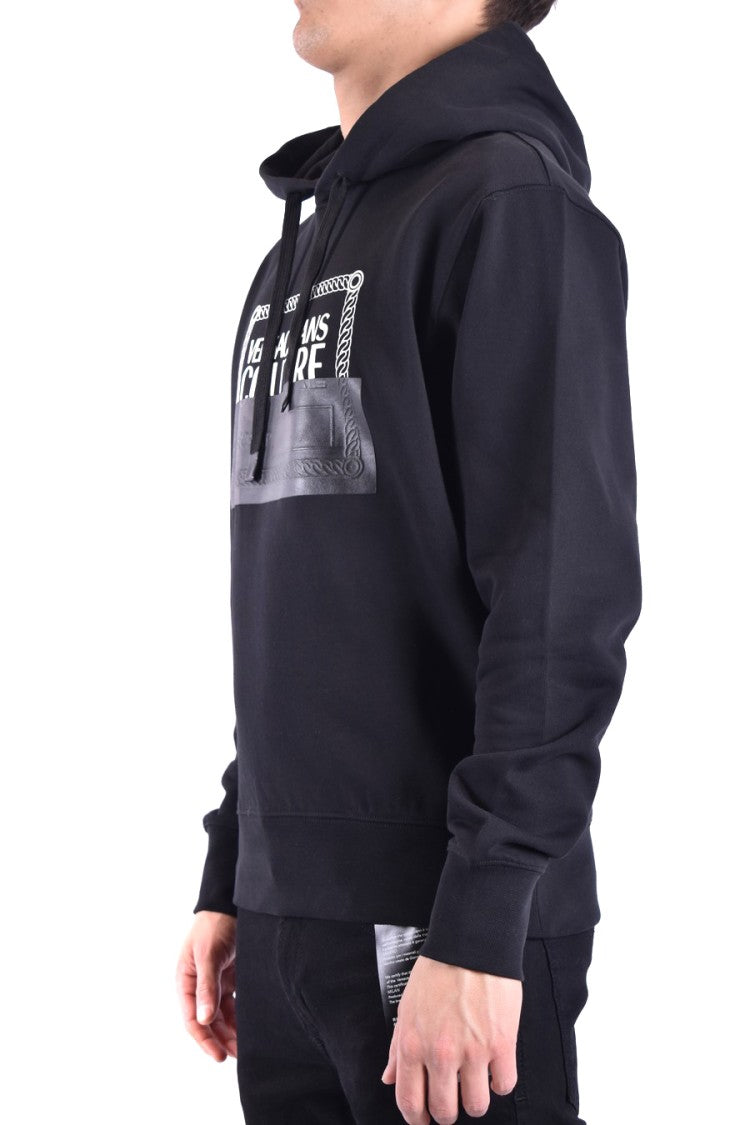 Versace Jeans Couture Hooded Black Cotton Sweatshirt
