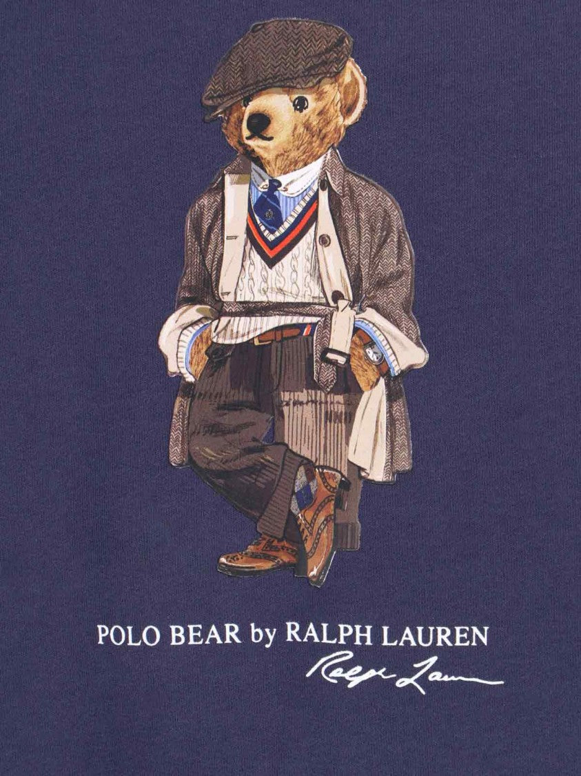 Polo Ralph Lauren Navy Blue Cotton Blend Sweatshirt With Iconic Bear Logo