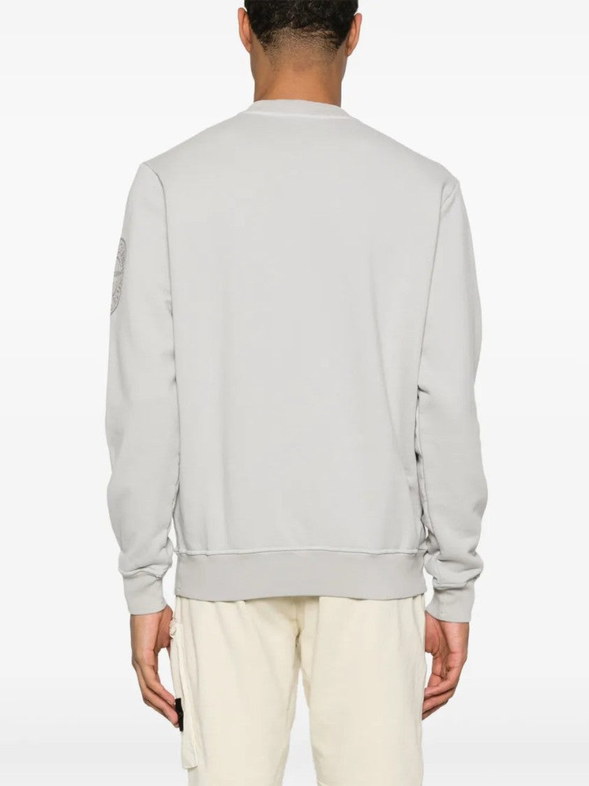 Stone Island Light Grey Cotton Fleece Sweatshirt