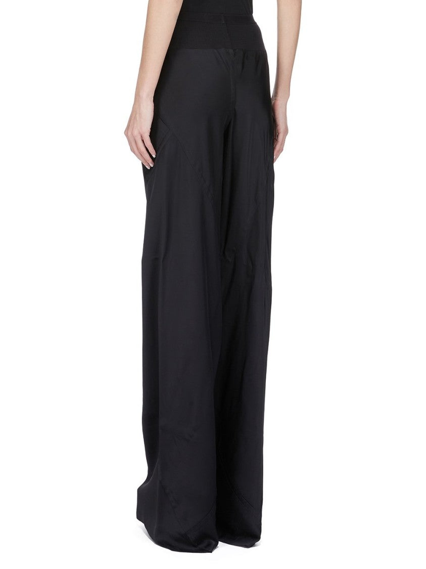 Rick Owens Floor-Length Black Charmeuse Bias Pants