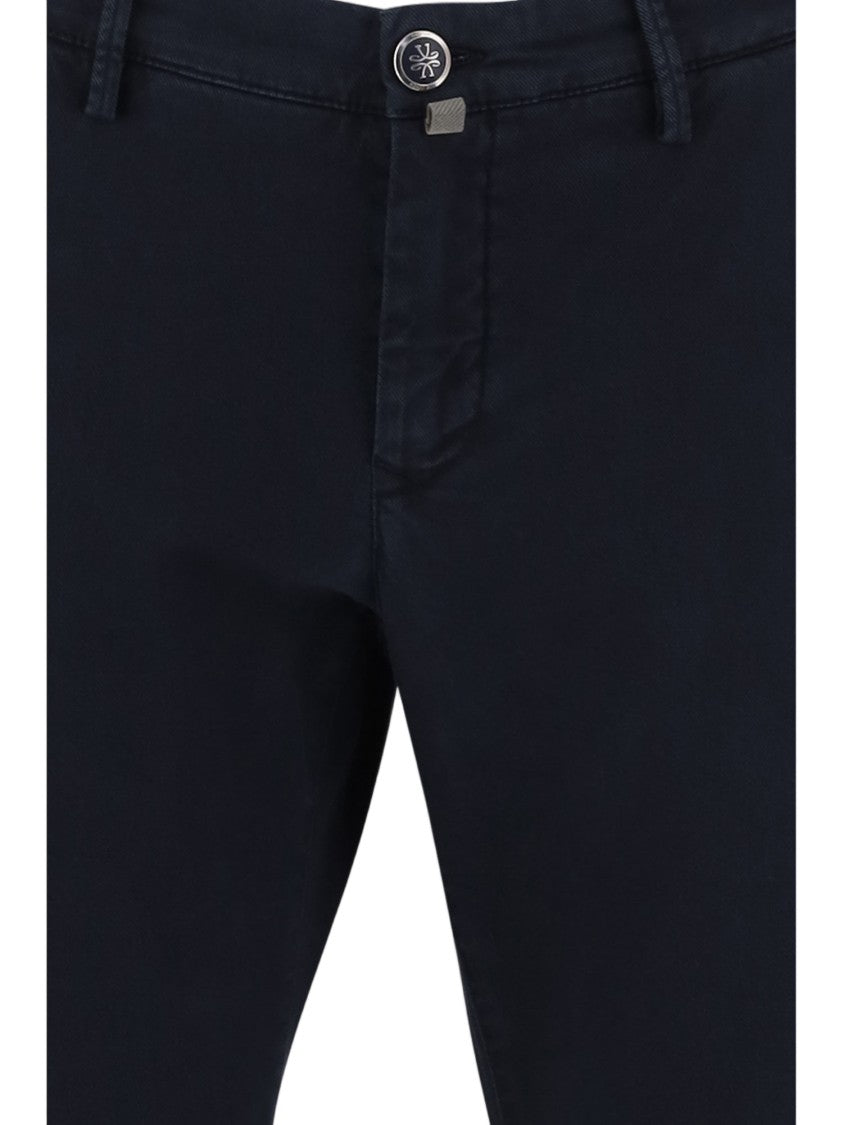 Jacob Cohen Navy Tailored Slim-Fit Stretch Cotton-Blend Formal Pants
