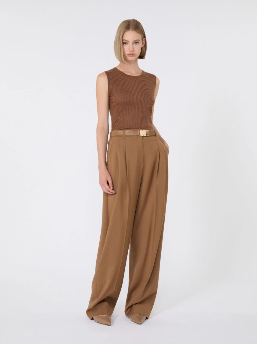 Max Mara Timeless Beige Ribbed Knit Tank Top