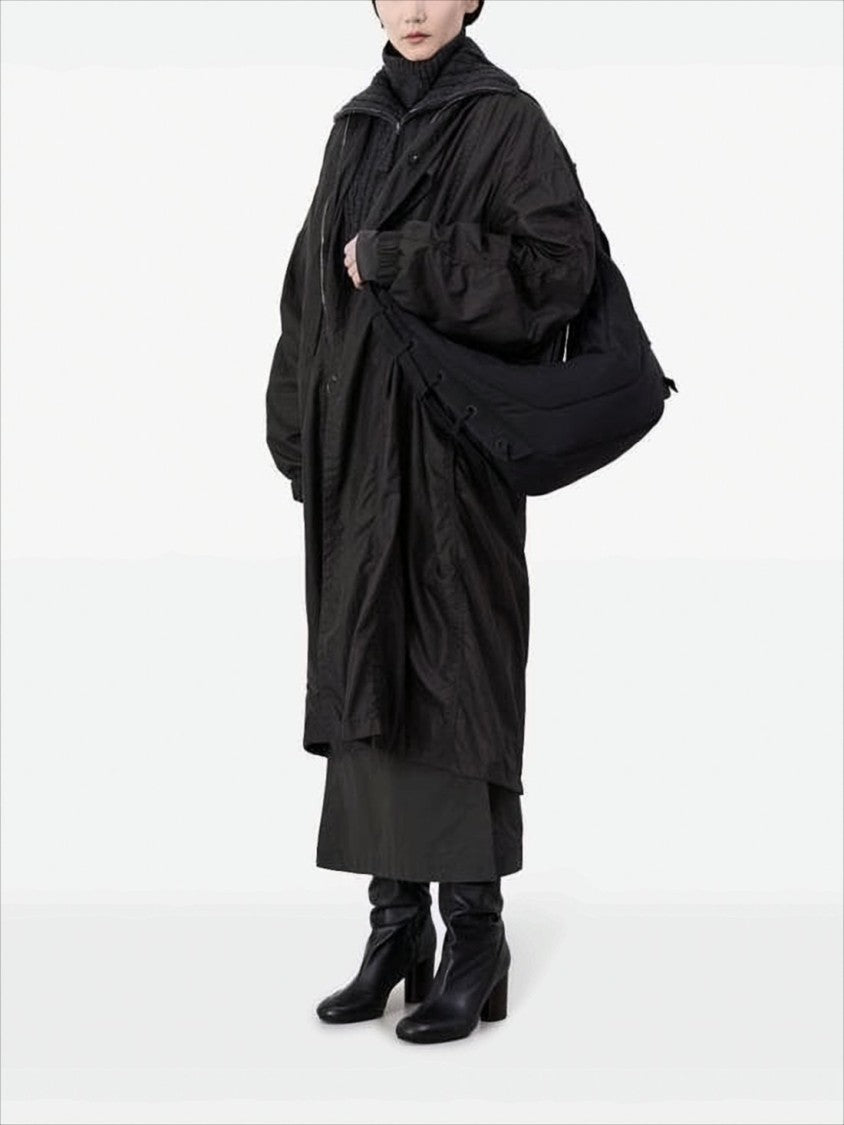 Lemaire Minimalist Black Polyamide Shoulder Bag With Adjustable Strap