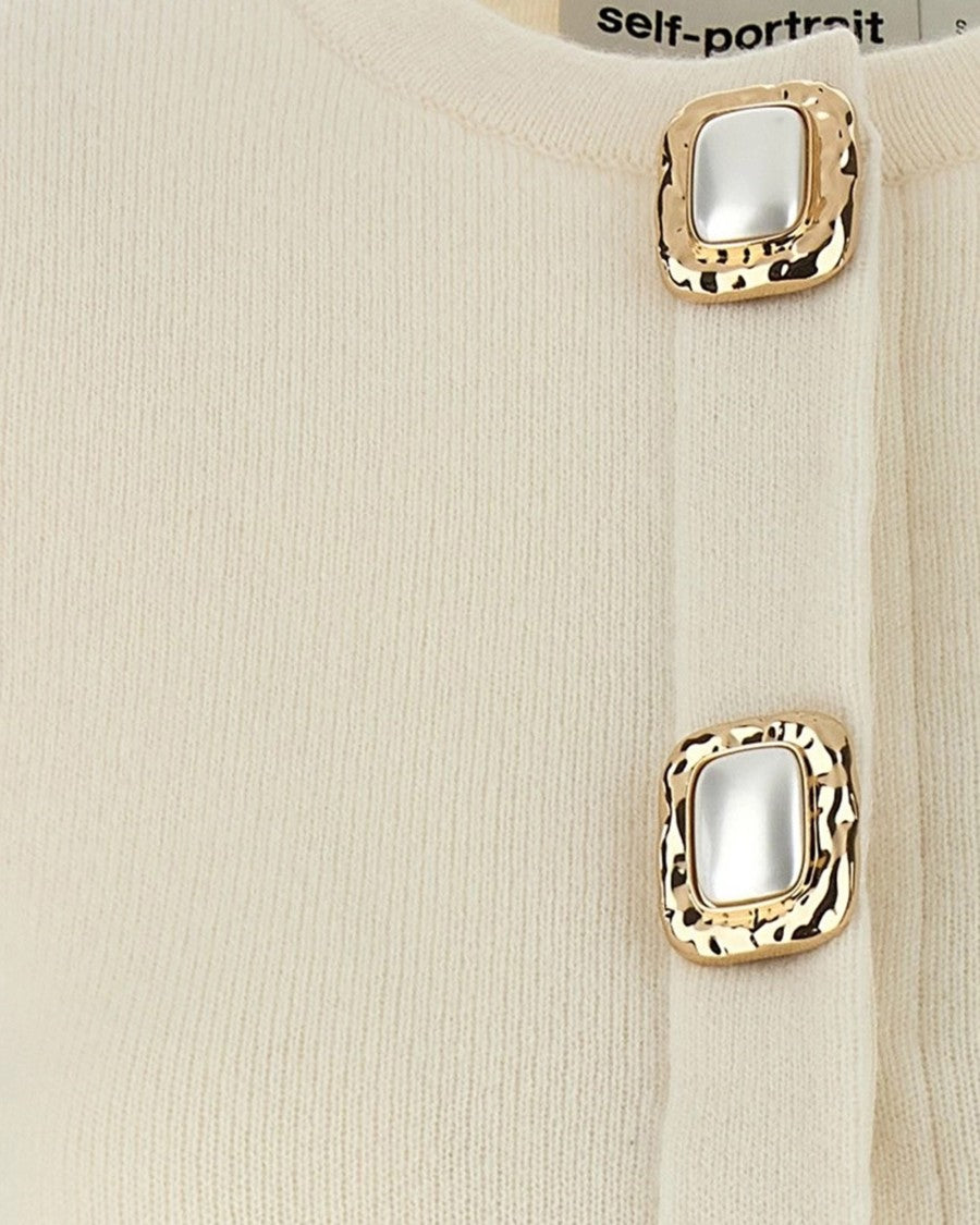 Self-Portrait Cream Wool Cardigan