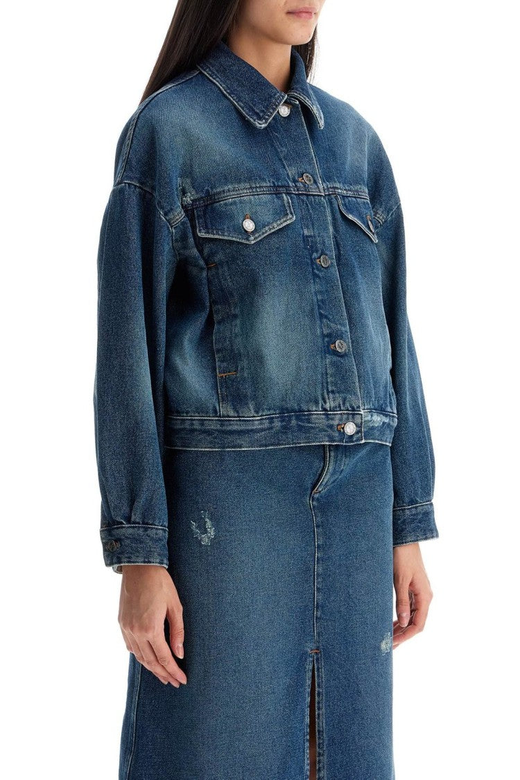 A.P.C. Cropped Denim Jacket With Traditional Collar