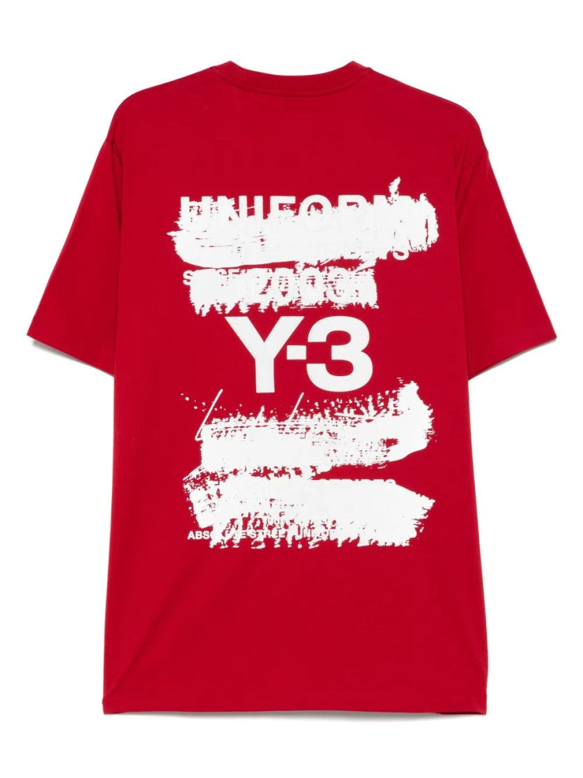 Y-3 Rose Red Graphic-Print T-Shirt
