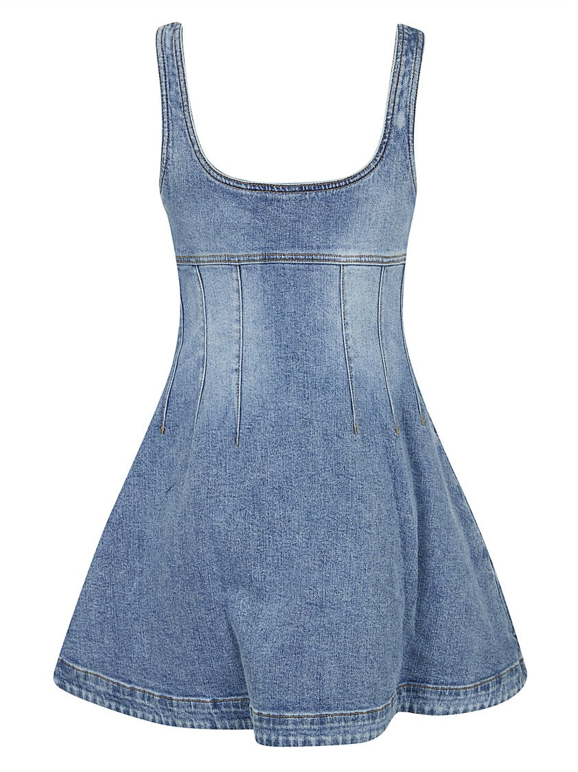 Self-Portrait Denim Mini Dress With Corset Top