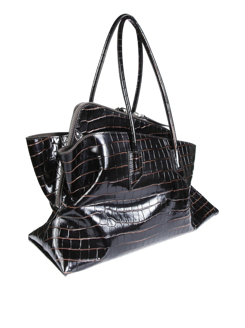 The Attico La Passeggiata Medium Crocodile-Embossed Leather Shoulder Bag