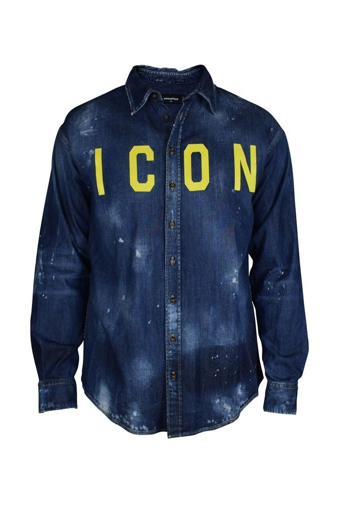 Dsquared2 Distressed Blue Denim Shirt