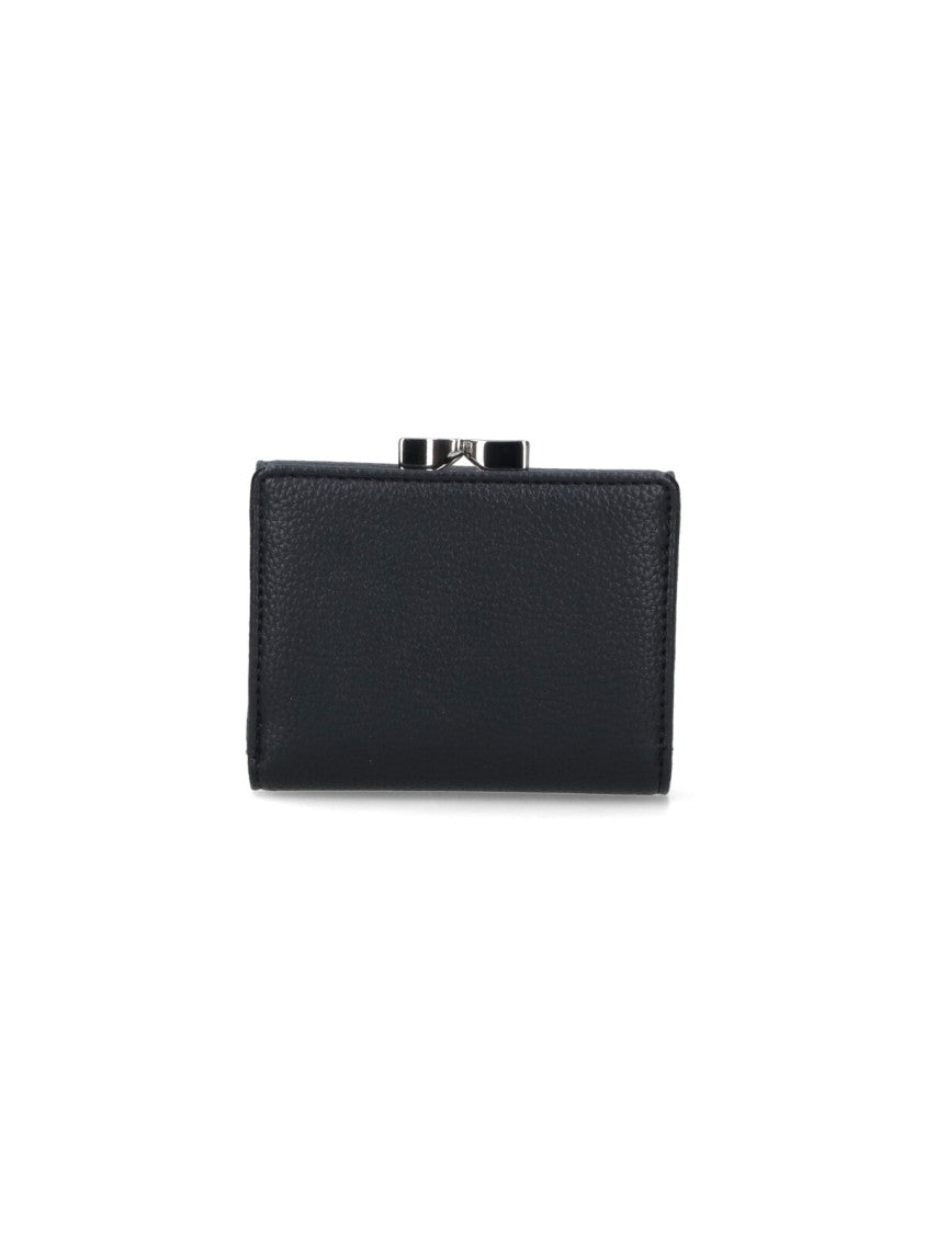 Vivienne Westwood Textured Black Tri-Fold Wallet