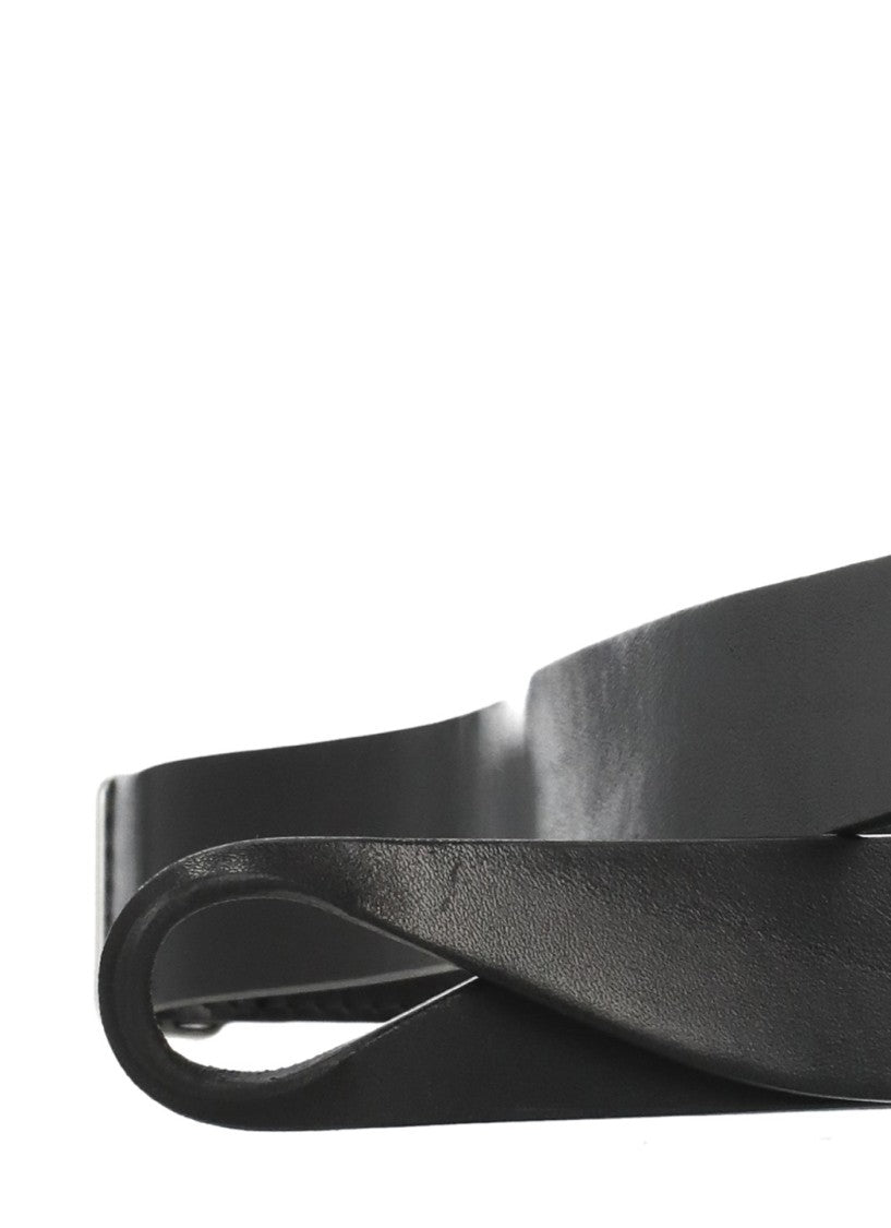 Orciani Smooth Leather Nobuckle Belt With Sliding Ring Design