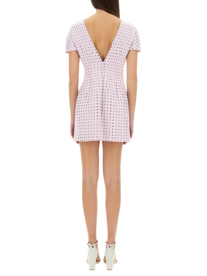Sportmax Fitted Mini Dress With Rhinestone Embellishments