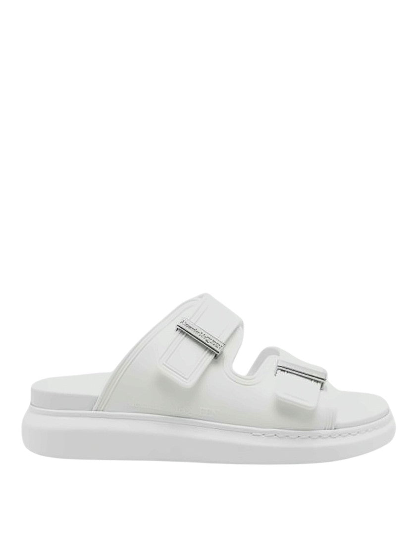 Alexander Mcqueen Rubber Slip-On Mules With Adjustable Metallic Straps