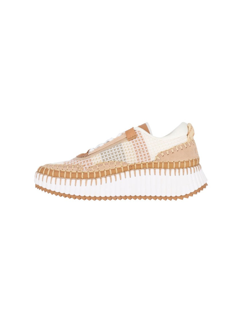 Chloé Beige Nama Mesh Platform Sneakers