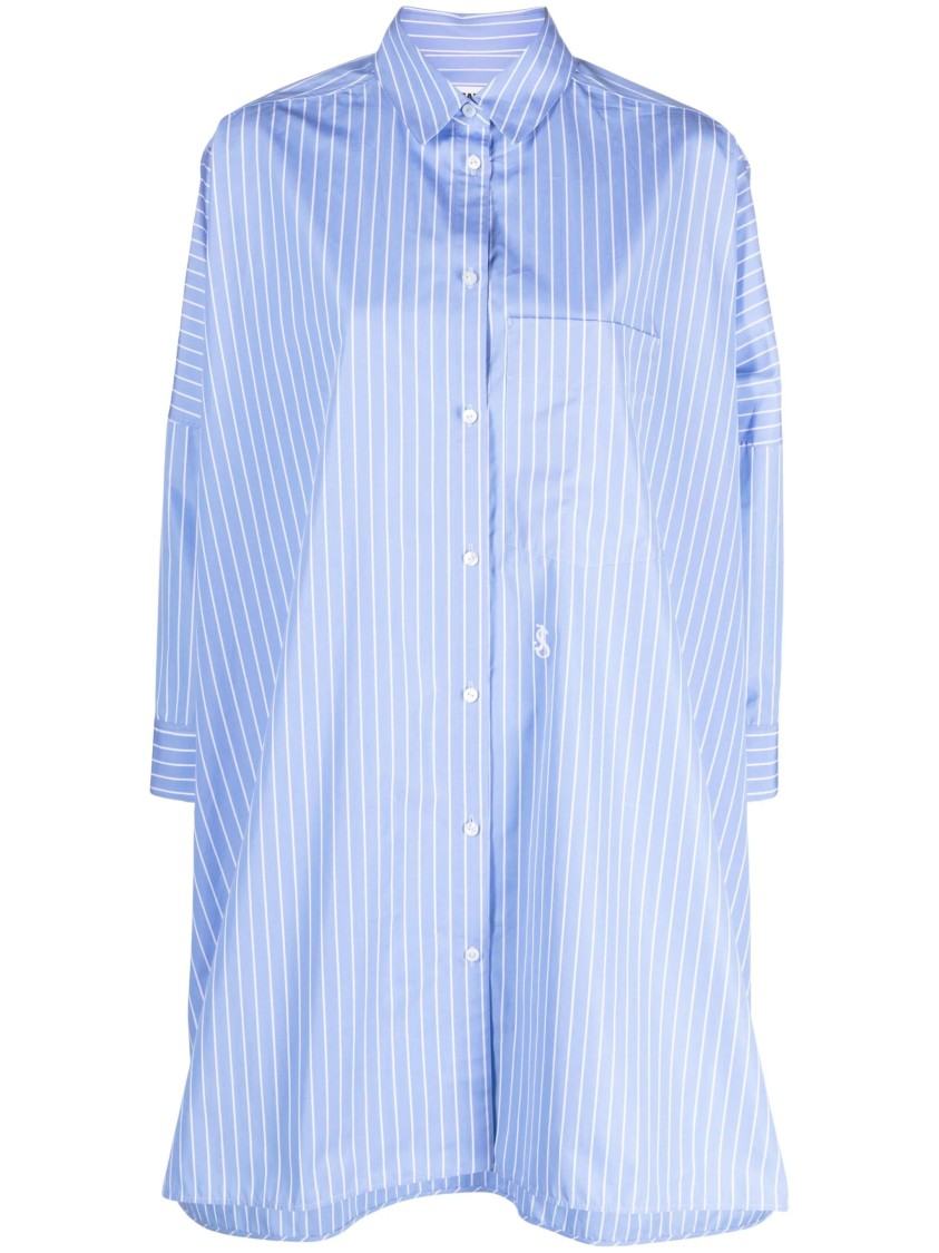 Jil Sander Blue Vertical Stripe Long-Sleeve Cotton Shirt