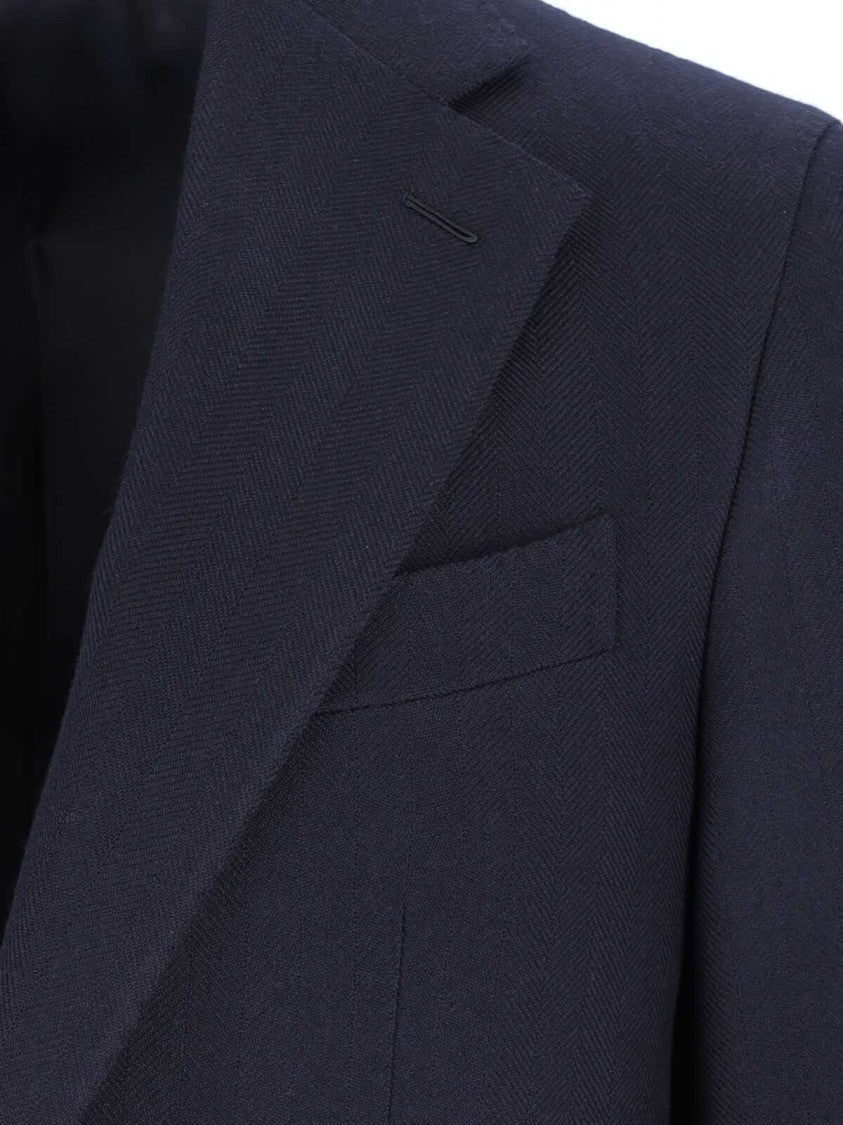 Caruso Tailored Herringbone Jacket With Notched Lapel