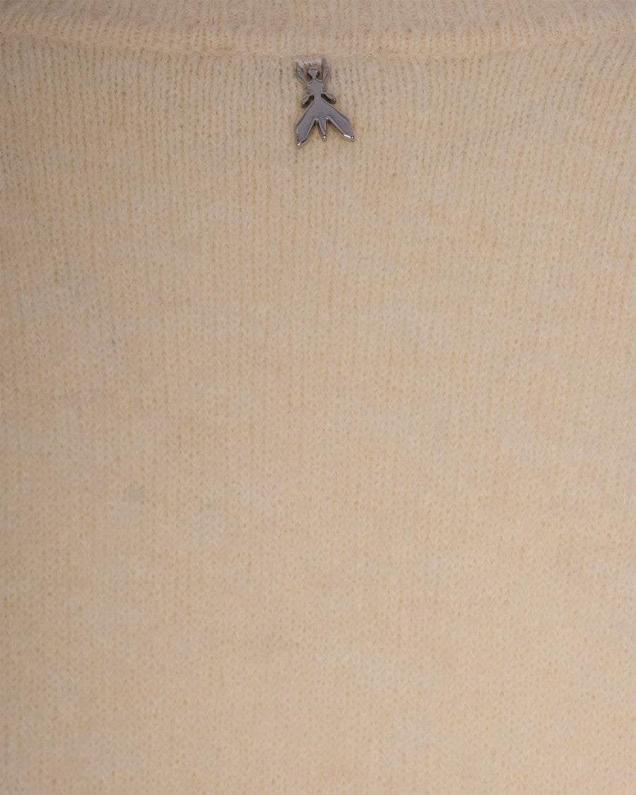Patrizia Pepe Textured Knit Sweater With Deep V-Neckline