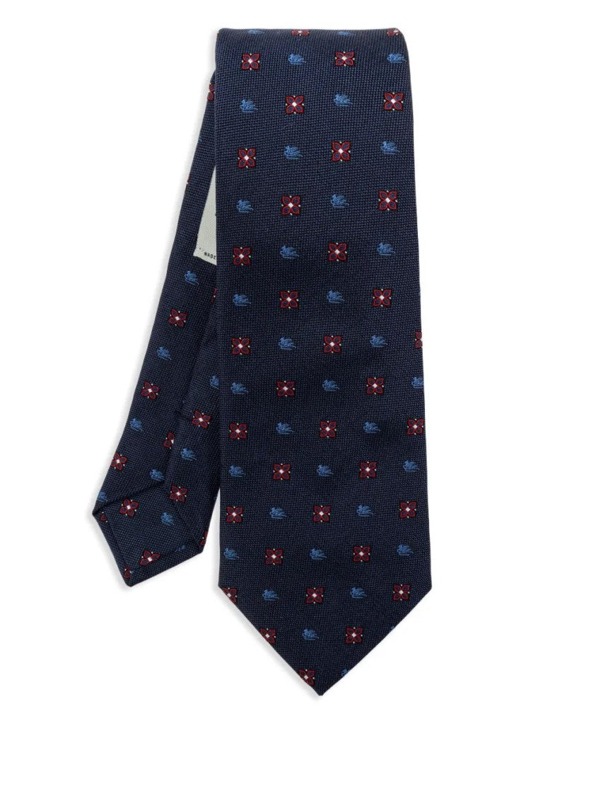 Etro Textured Silk Tie With Playful Floral Motifs