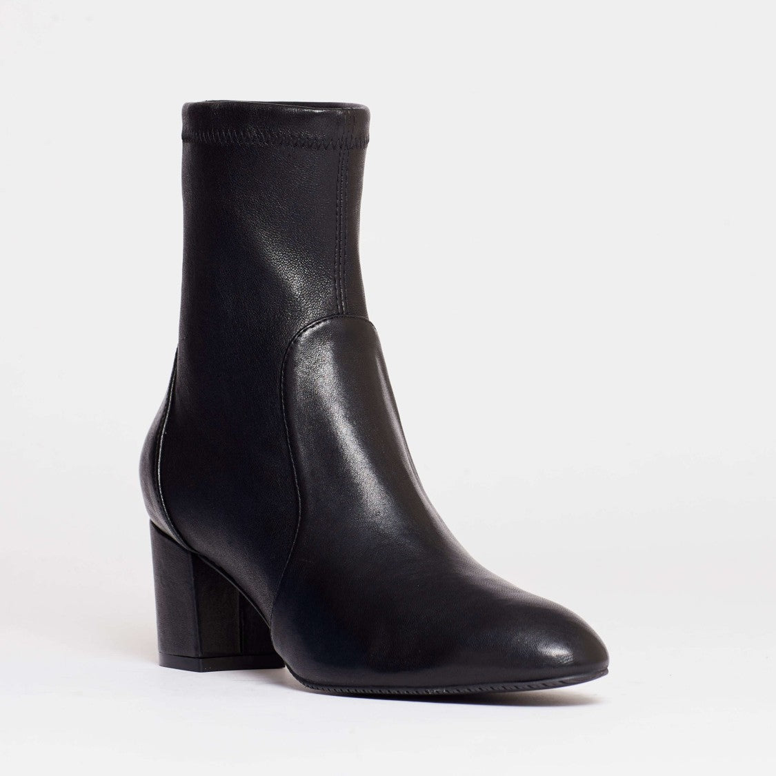 Stuart Weitzman 60 mm  Black Stretch Leather Heel Ankle Boot