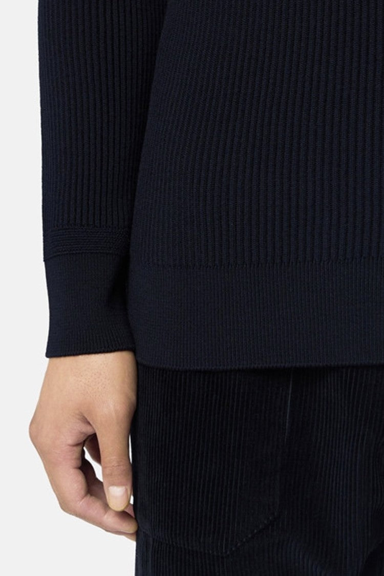 Stone Island Navy Virgin Wool Ribbed Turtleneck Sweater