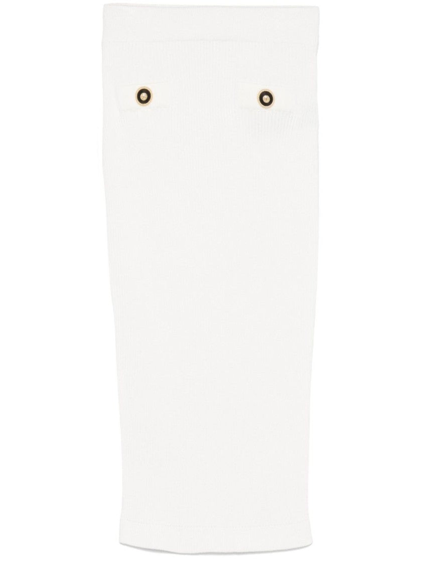 Balmain Ribbed White Midi Skirt