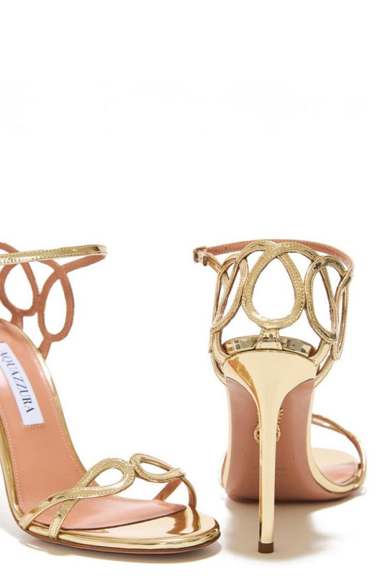 Aquazzura Gold Calfskin Knotted Ankle-Strap Heel