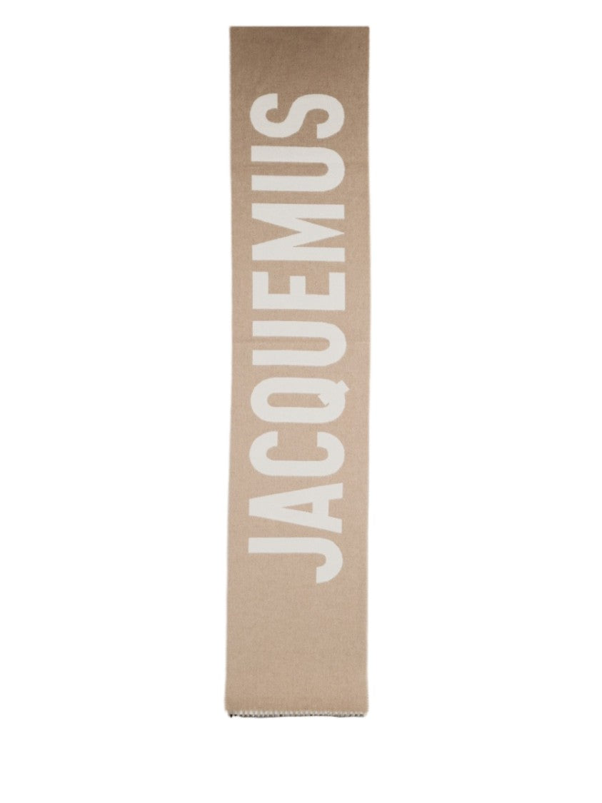 Jacquemus Beige Virgin Wool Lettering Scarf
