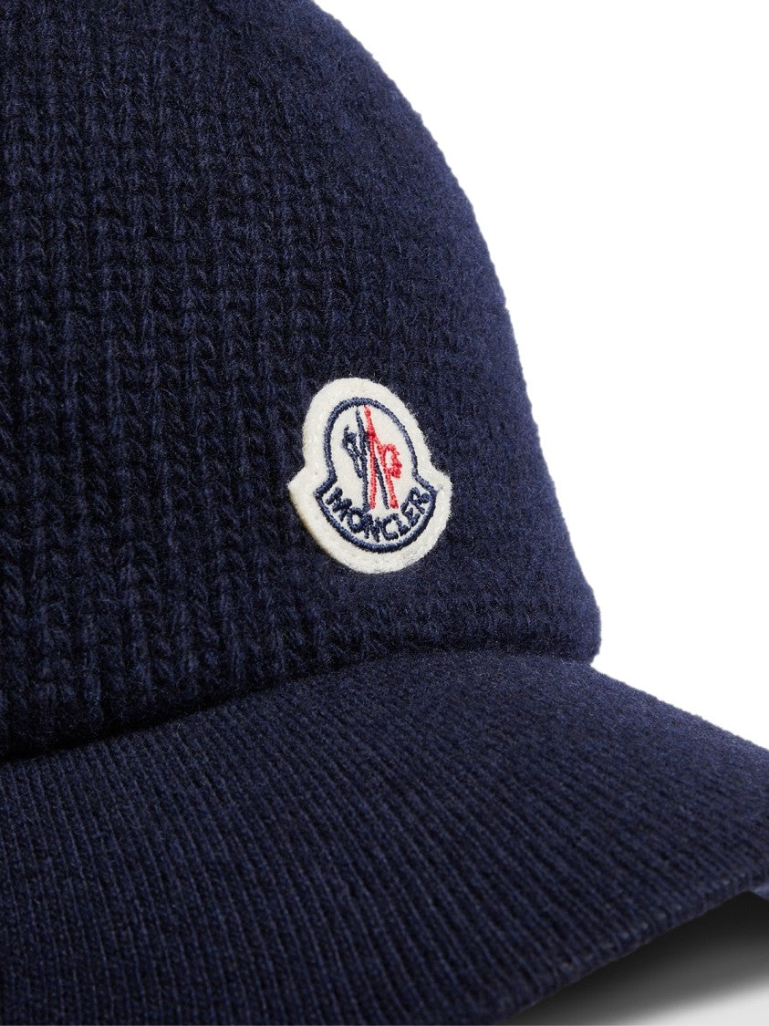 Moncler Logo Patch Virgin Wool Knit Baseball Cap